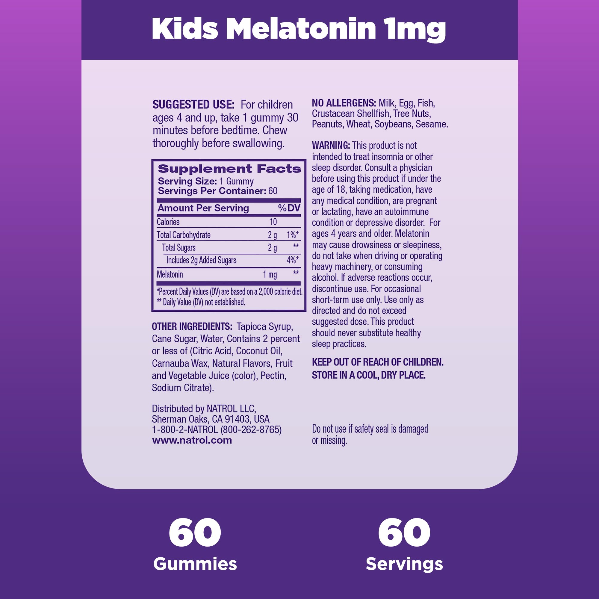 Kids Melatonin Gummies 1mg – Berry – 60ct alternate view