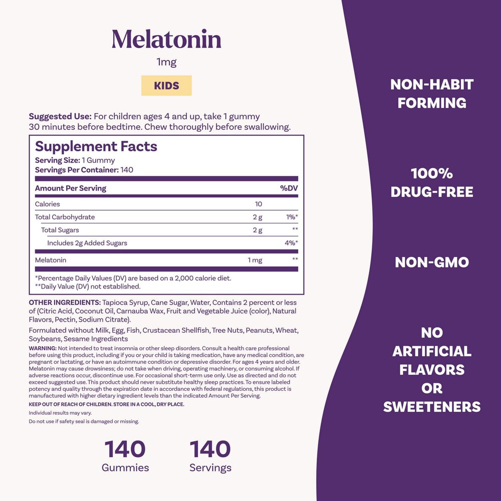 Kids Melatonin Gummies 1mg – Berry – 140ct alternate view