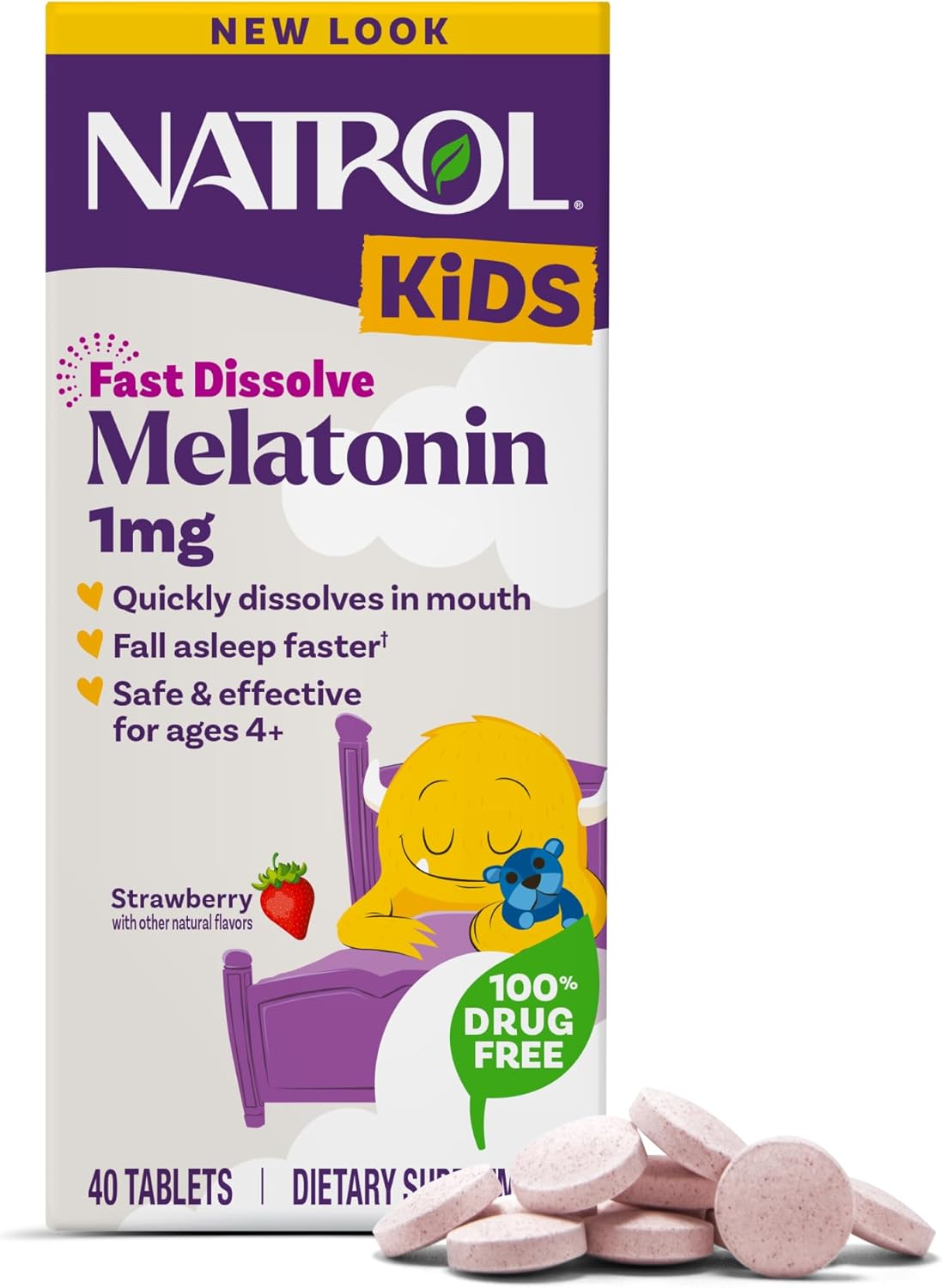 Kids Melatonin Fast Dissolve Tablets 1mg – Strawberry – 40ct