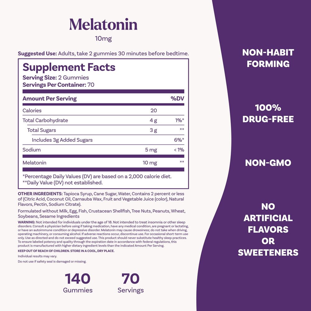 Melatonin 10mg Natural Sleep Support Gummies – 140ct alternate view