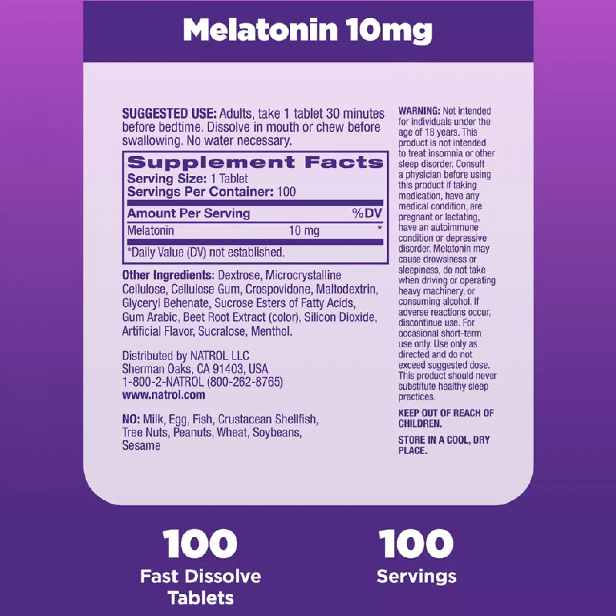 Melatonin Fast Dissolve 10mg – Strawberry – 100ct alternate view