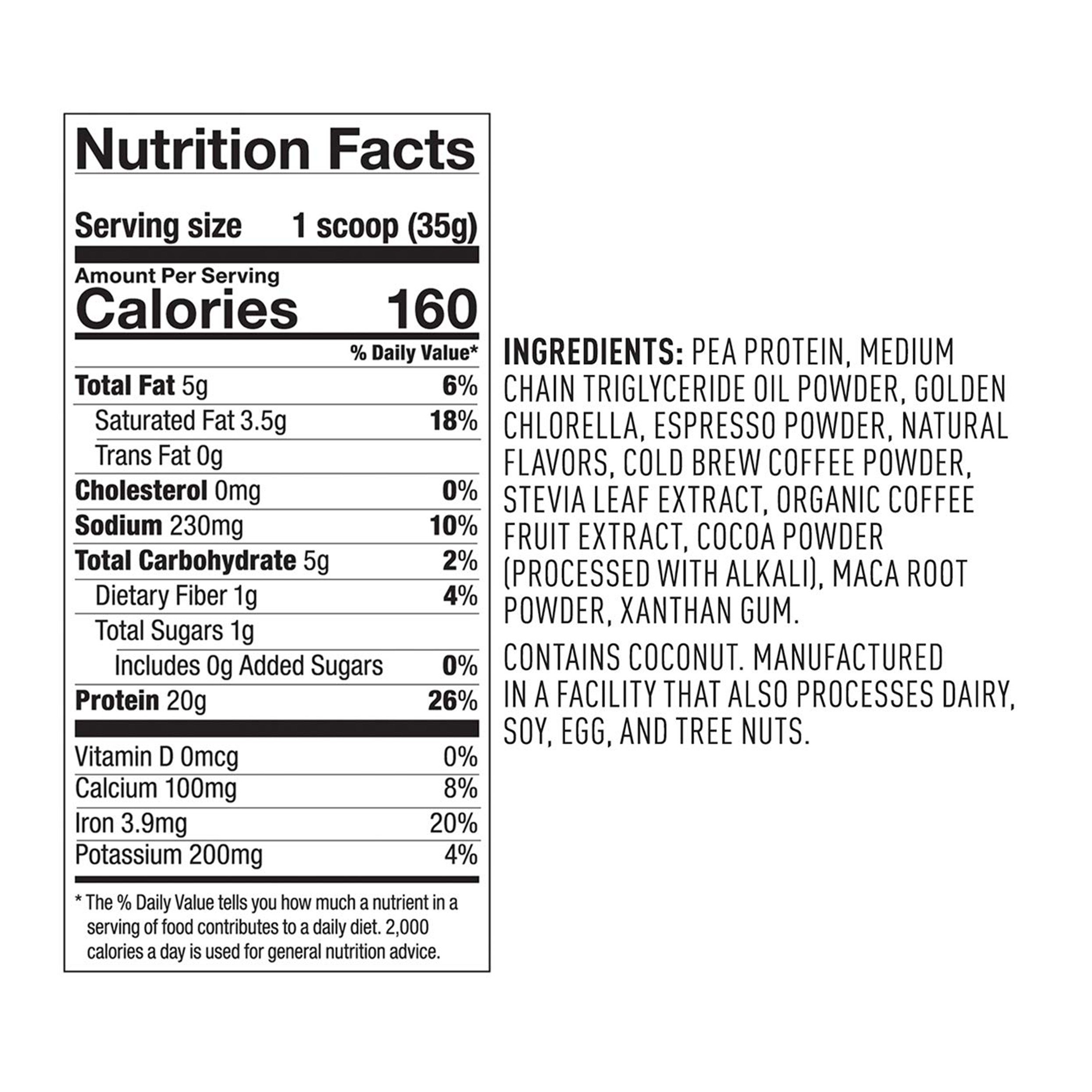 Protein & Energy Powder – Cold Brew Coffee – 30.9oz alternate view