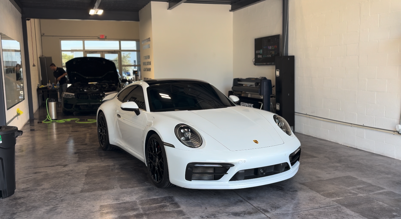 2020 Porsche 911 Carrera S in the Mission Tint shop, second view