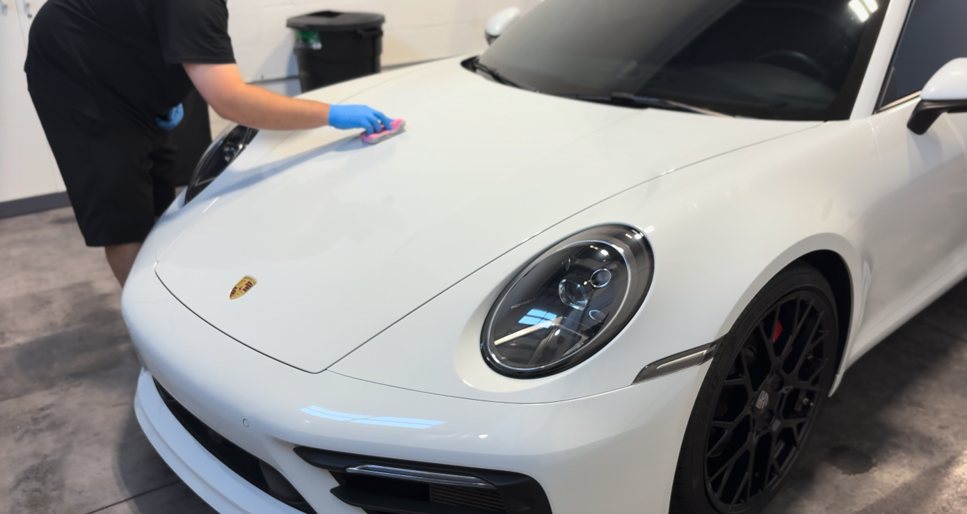 Ceramic coating buffed onto a sports car at Mission Tint