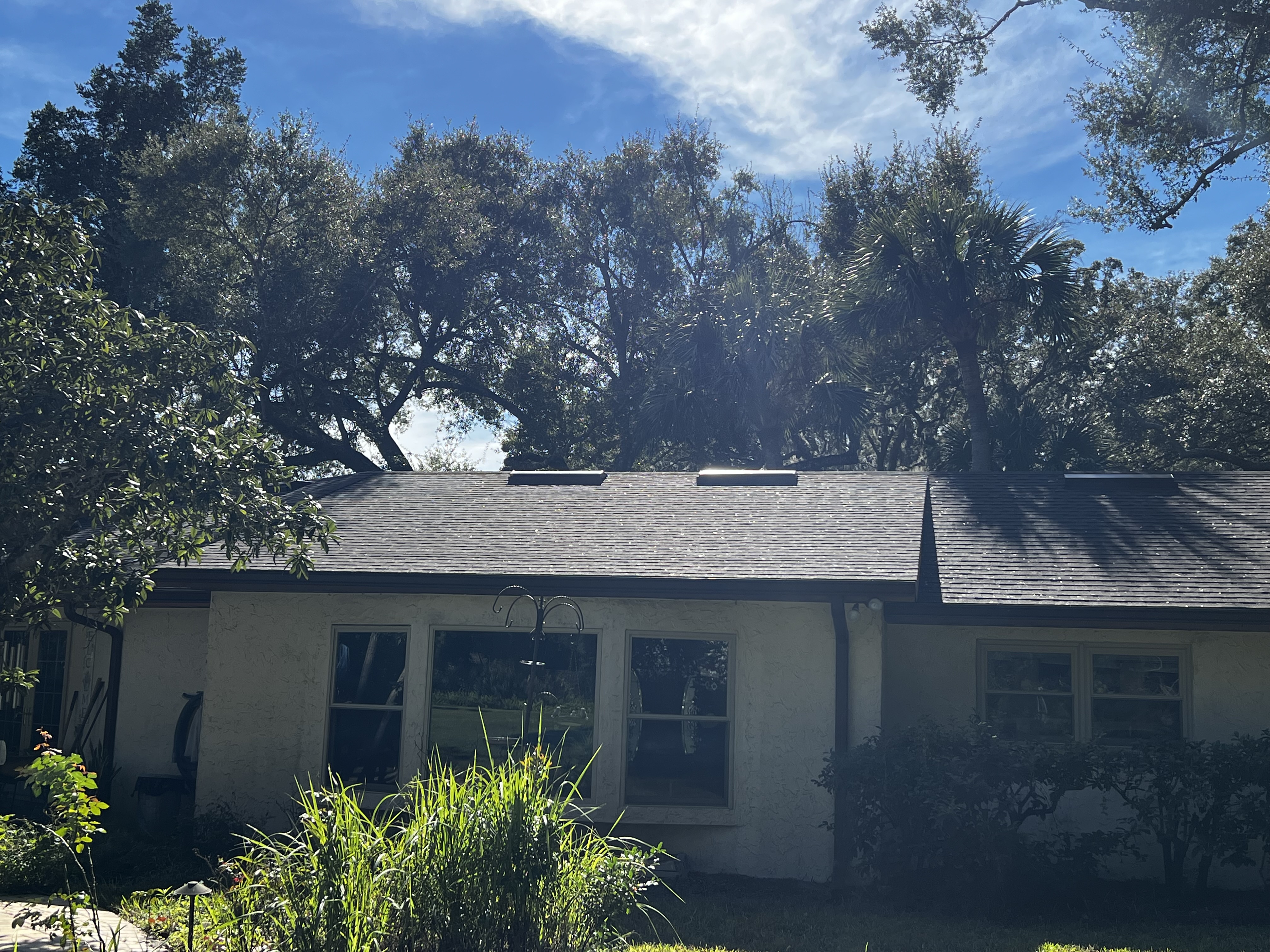 Completed shingle roofing project