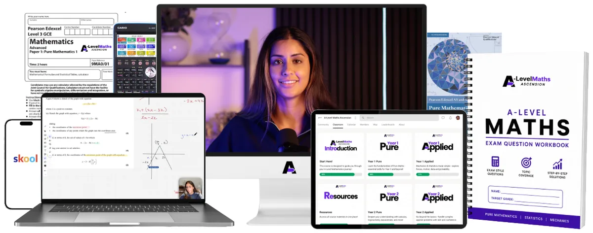 A-Level Maths Ascension resources: live lessons, exam papers, workbook and community