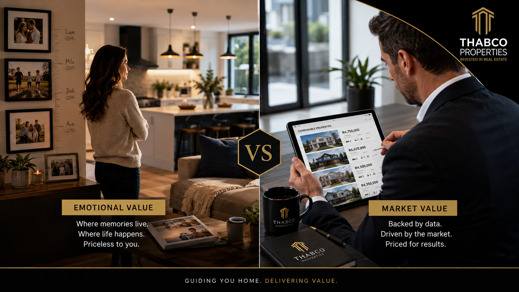Emotional value versus market value when pricing a property for sale.