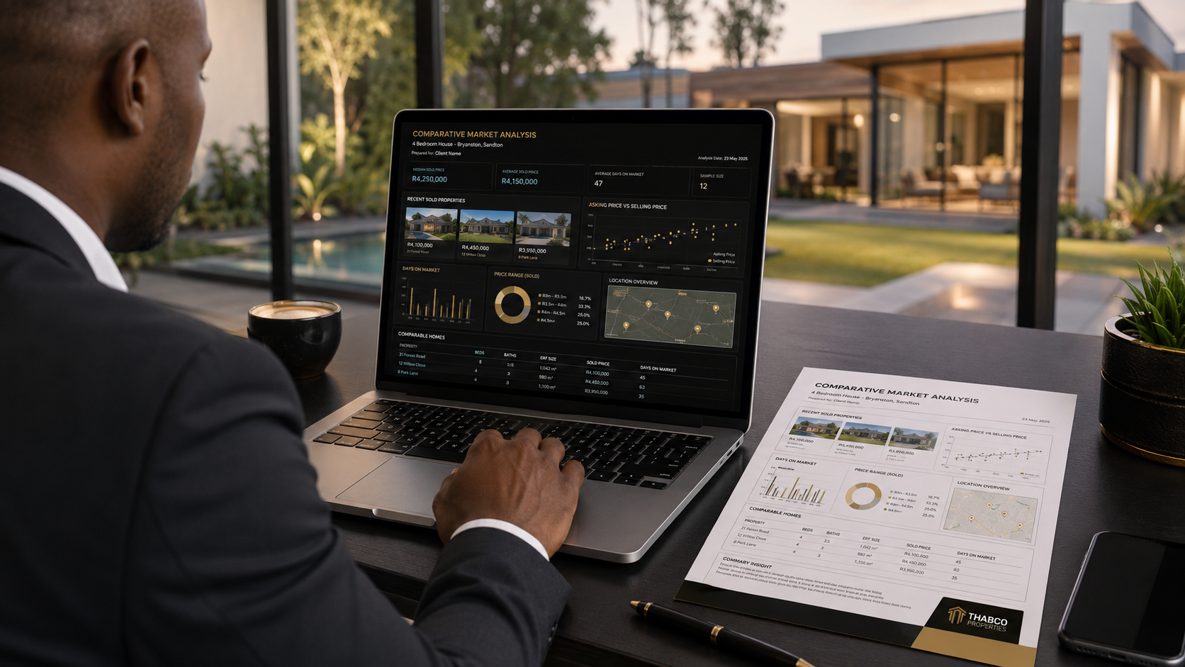 Property practitioner analysing comparable property sales and market data.