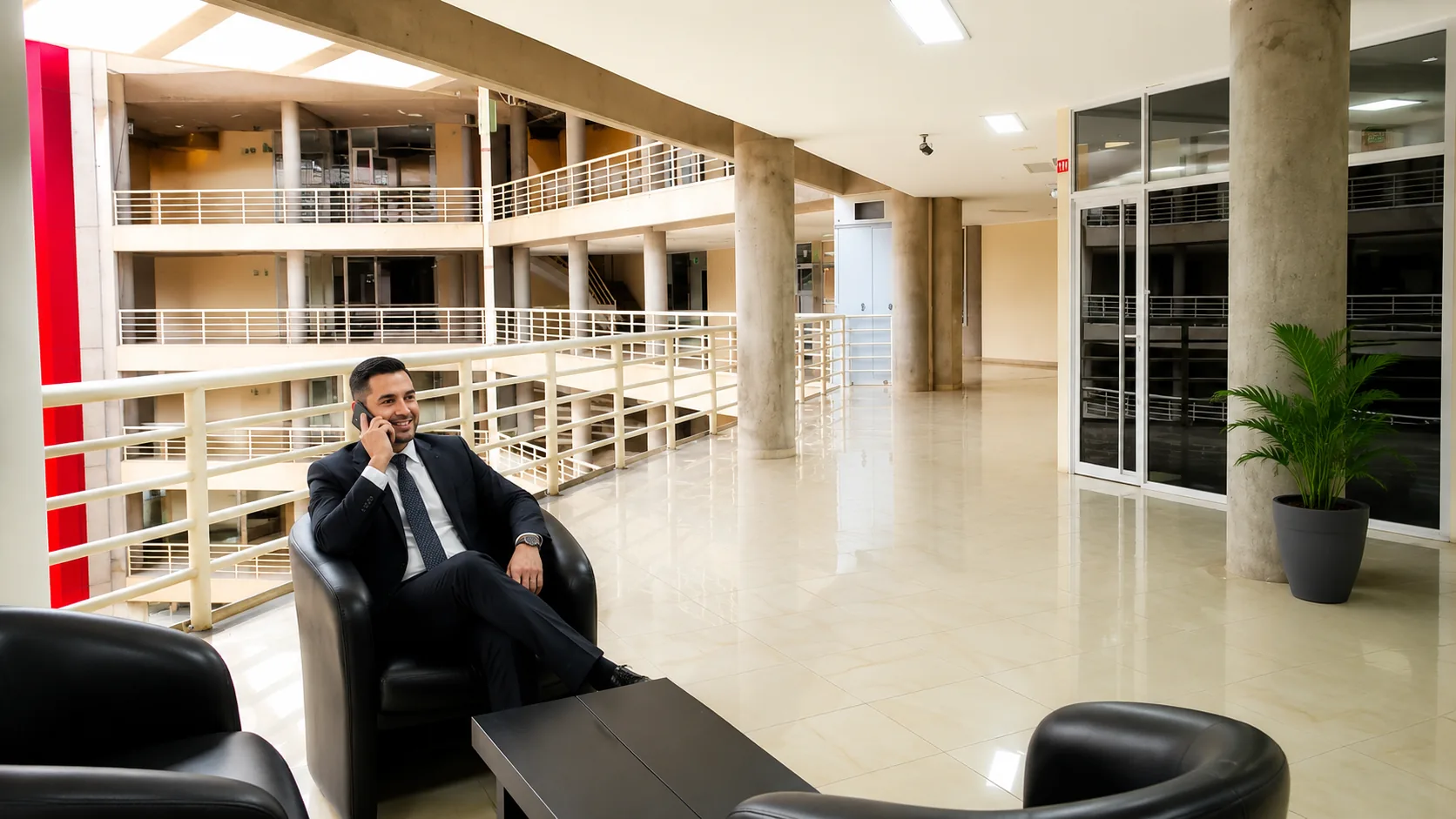 Ejecutivo trabajando en el área corporativa del centro empresarial Ciudad Comercial Petroriente, Maturín