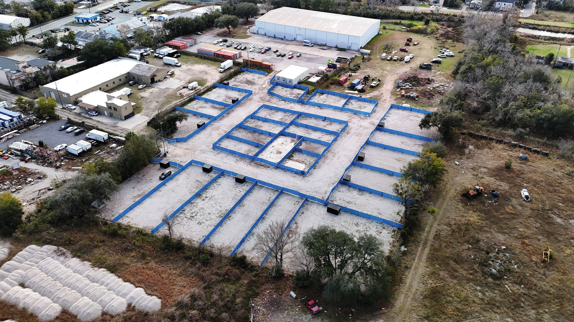 Aerial of a flex space yard