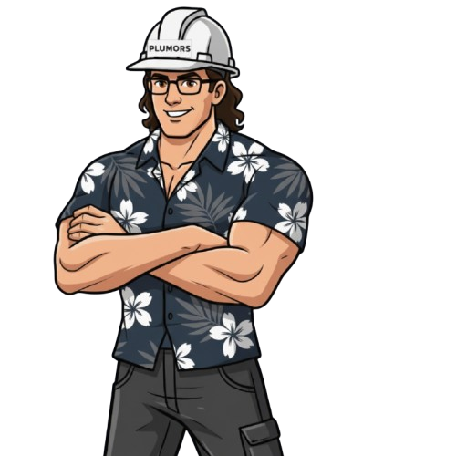 Plumors mascot showing the AI-powered business phone solution for contractors