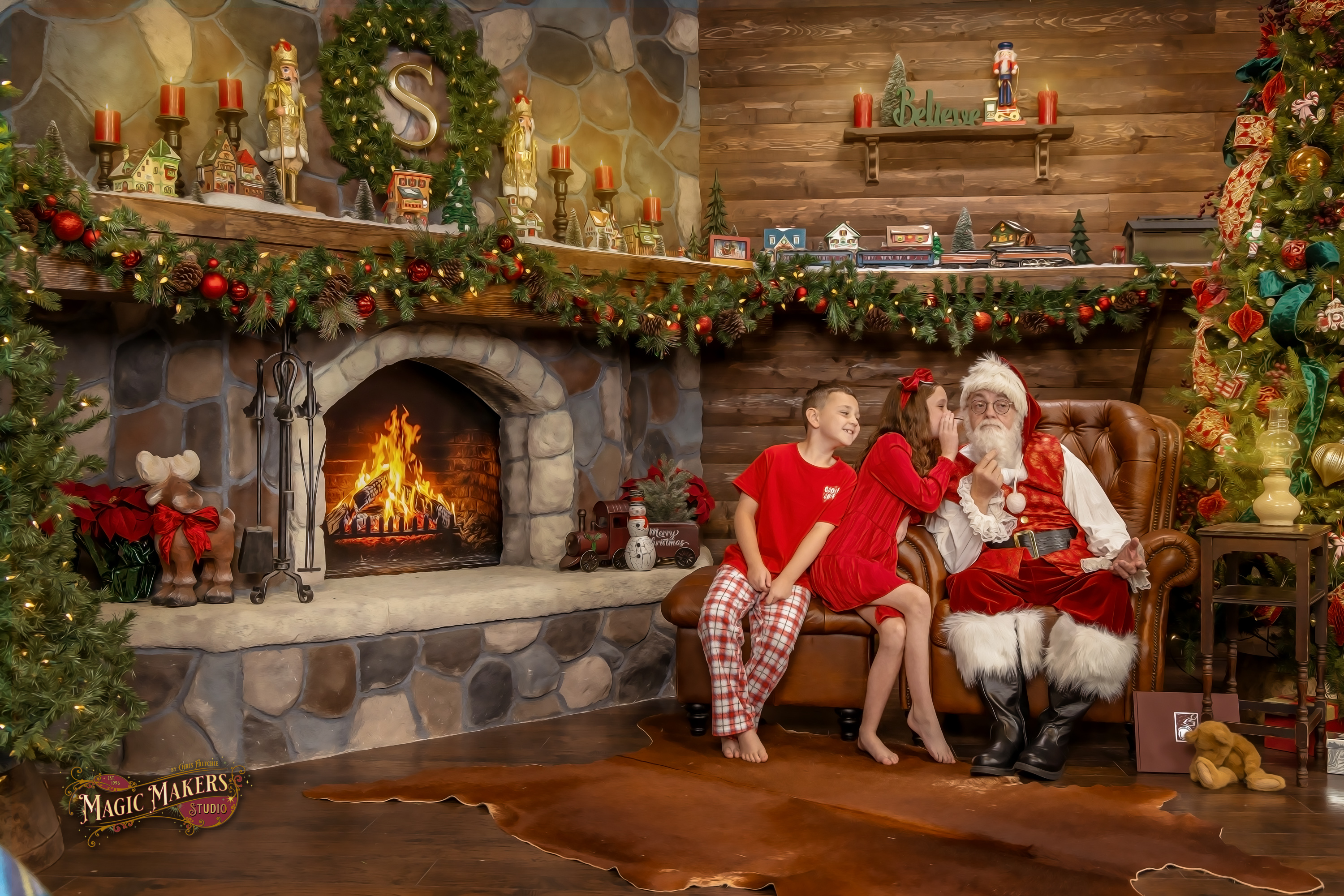 Children sharing their Christmas visit with Santa during The Magic of Santa experience