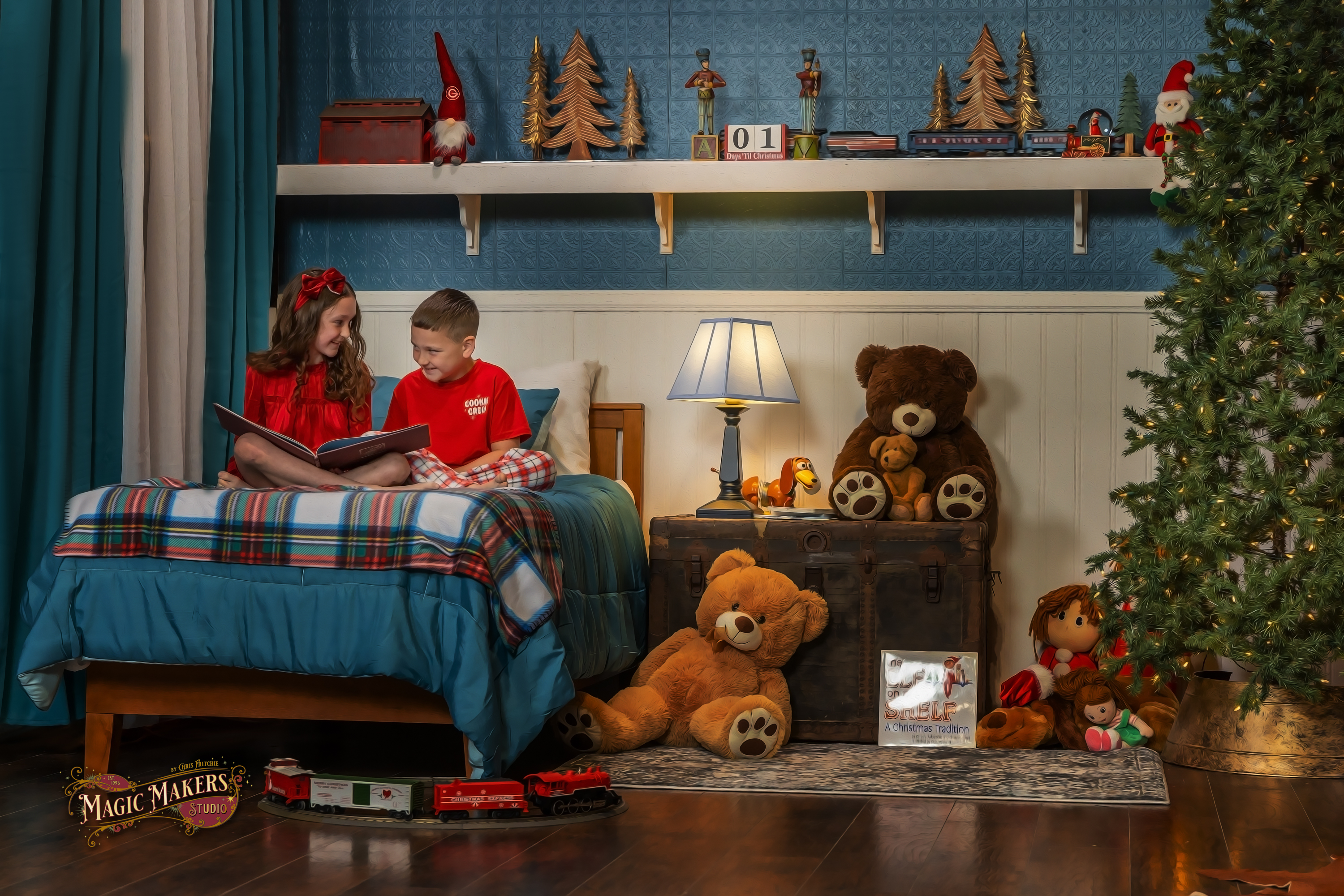 A family Christmas moment with Santa during The Magic of Santa portrait experience