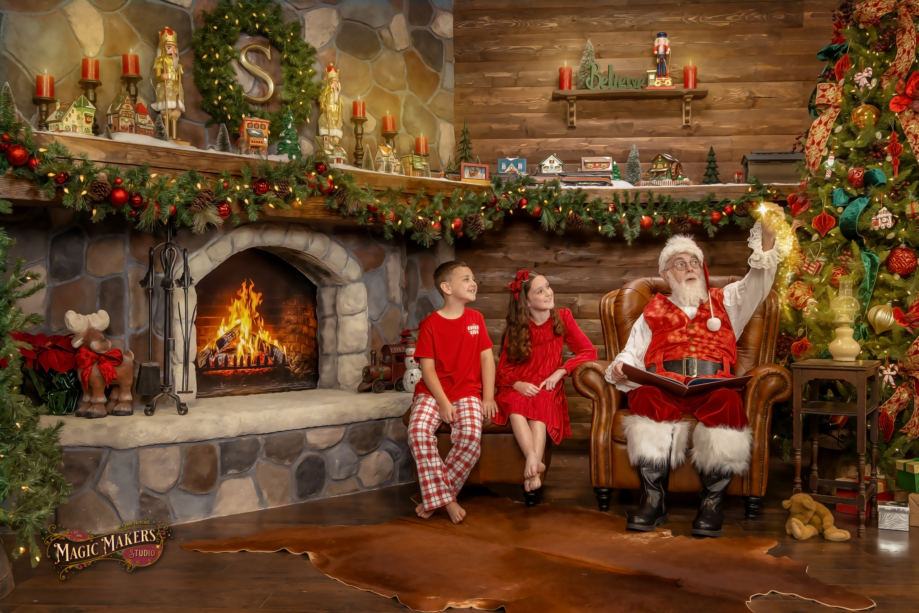 Santa interacting with children during The Magic of Santa experience