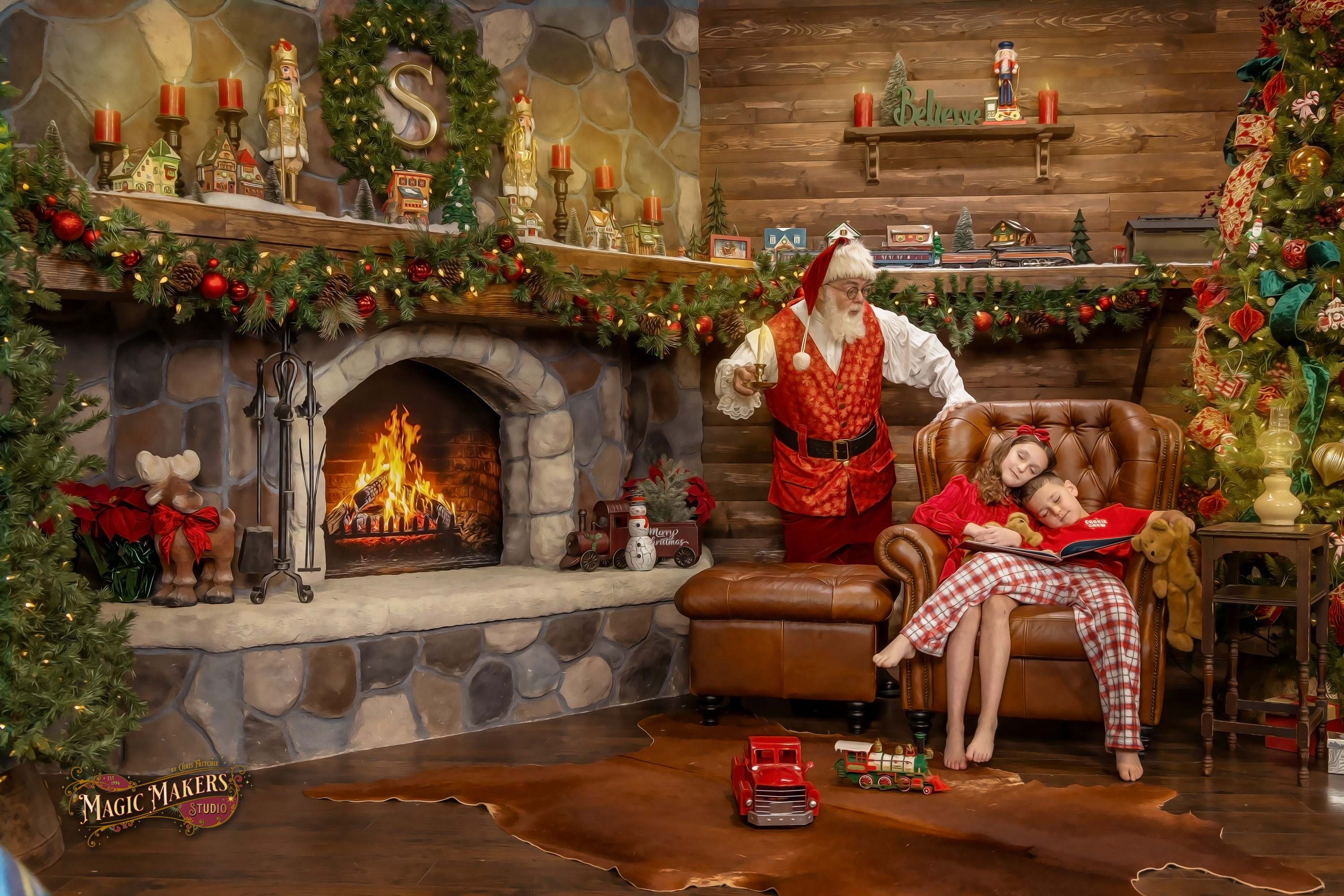 Santa sharing a moment with children during The Magic of Santa experience