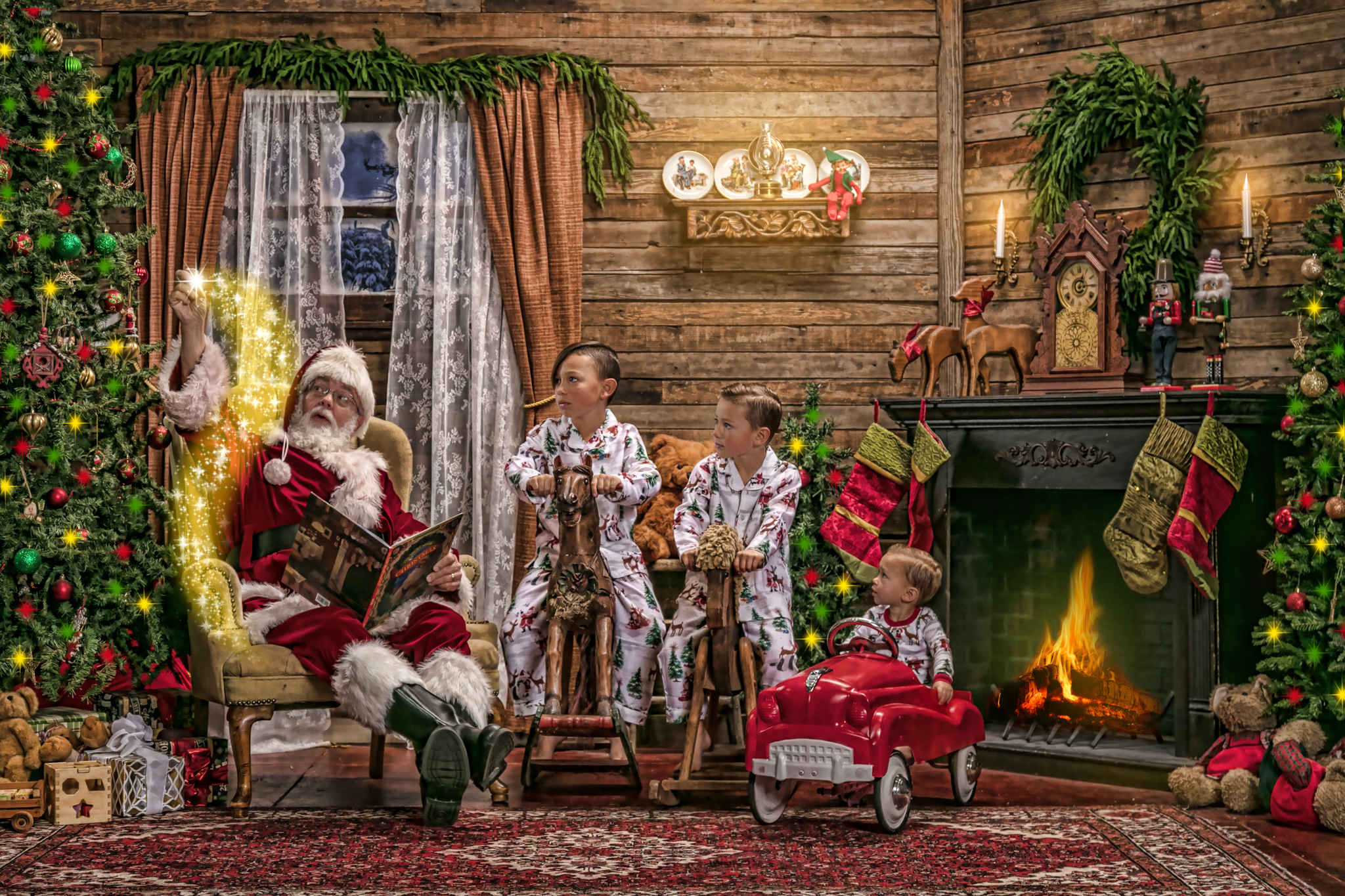 Koda, Reece and Swade during their 2019 Magic of Santa Christmas portrait tradition