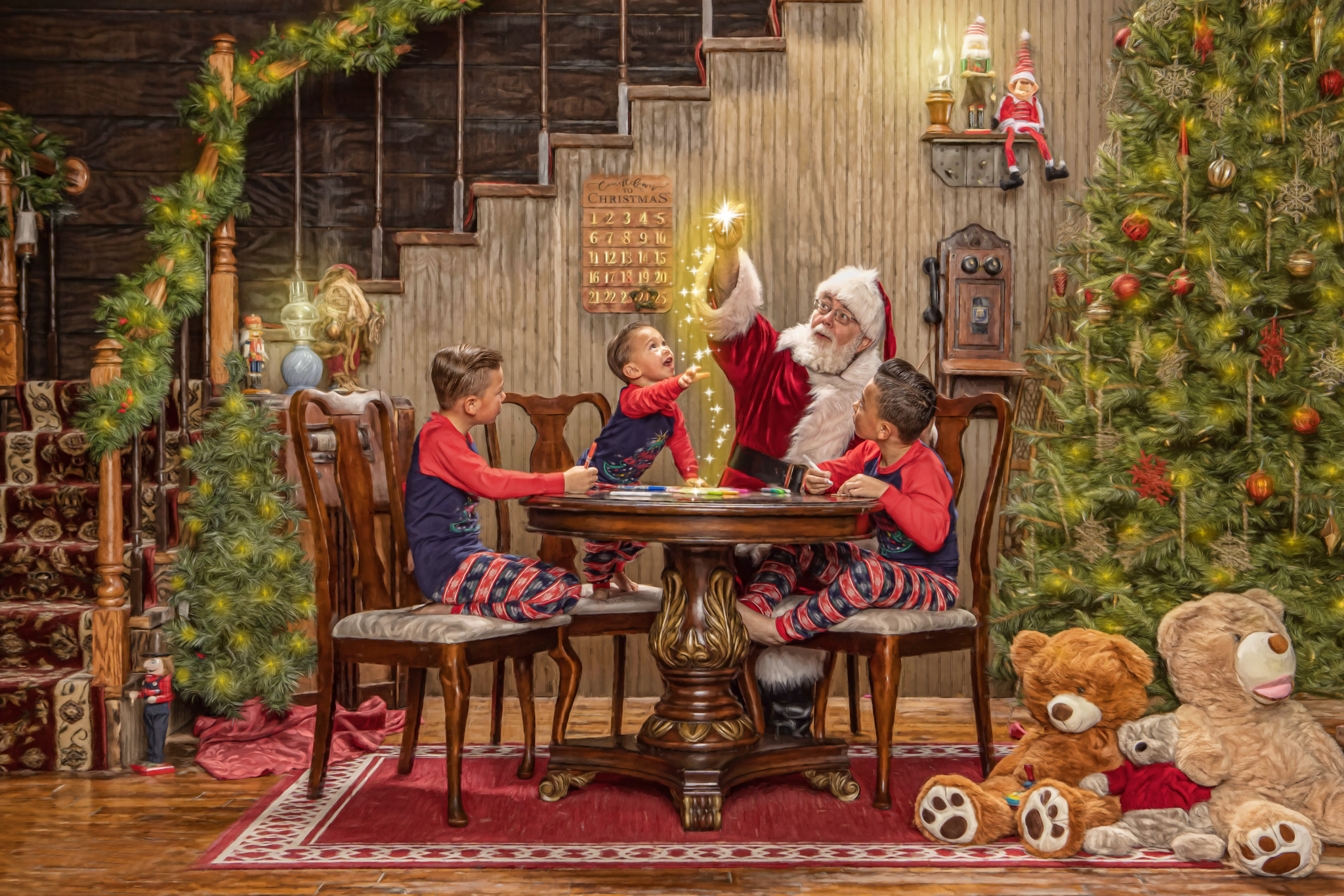 Koda, Reece and Swade during their 2020 Magic of Santa Christmas portrait tradition