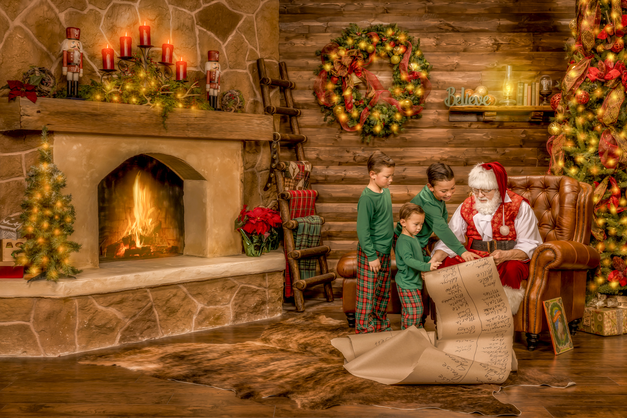 Koda, Reece and Swade during their 2021 Magic of Santa Christmas portrait tradition