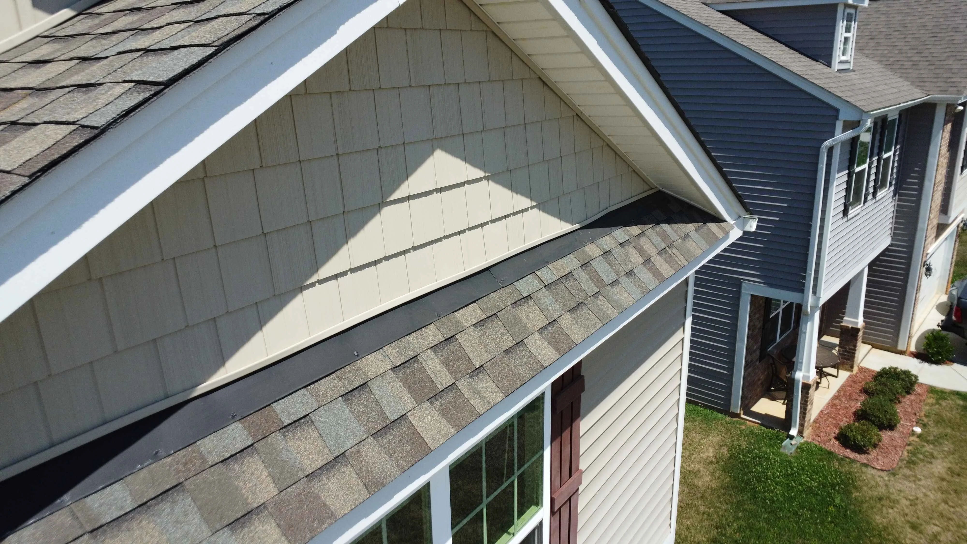Residential roof replacement project with new roofing materials installed for enhanced protection and durability.