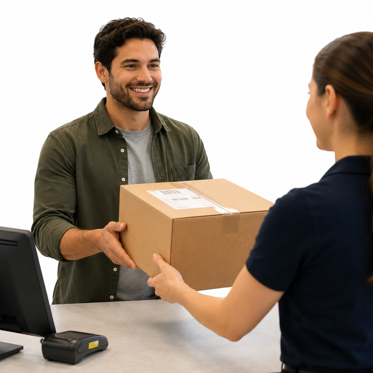 Customer receiving a prepared and sealed package