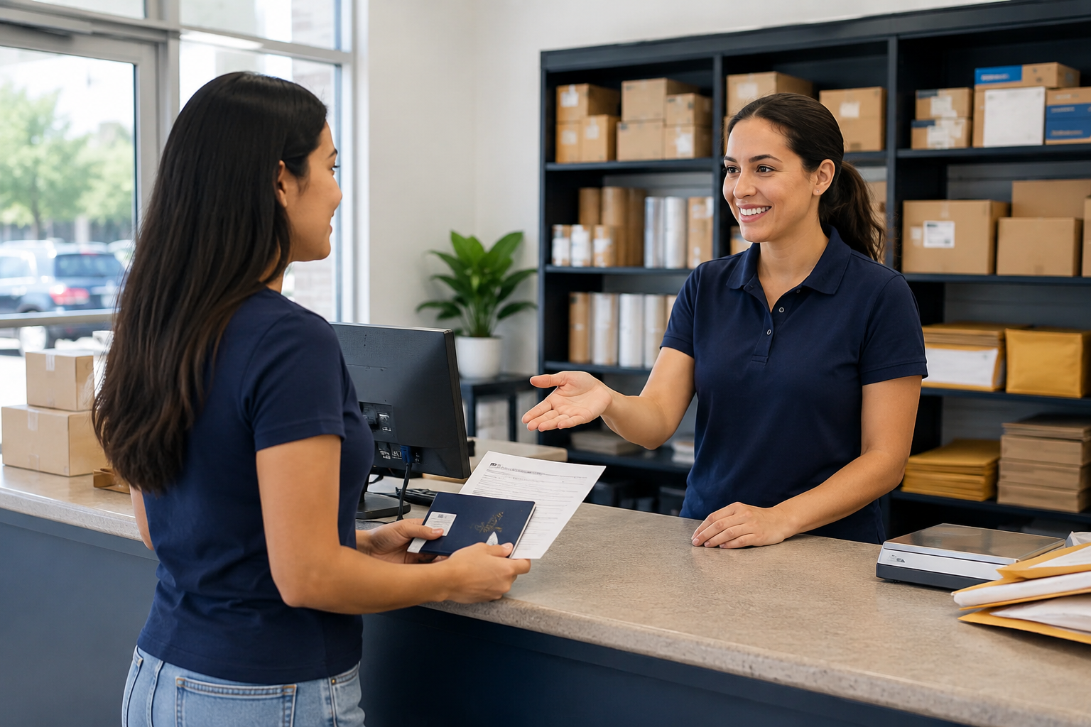 Customer visiting Postal Capital for passport photo services