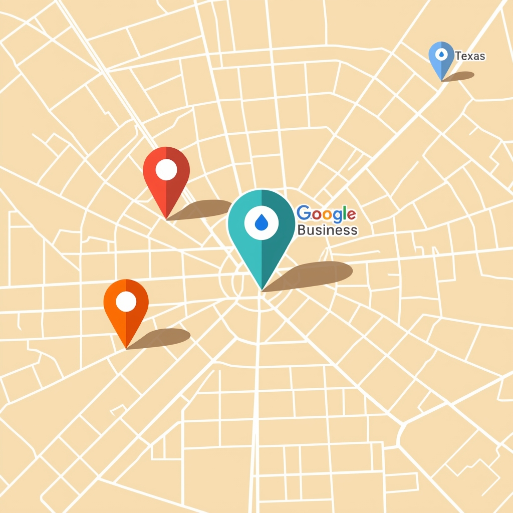 Google Maps 3-Pack showing three local business listings in a Texas city