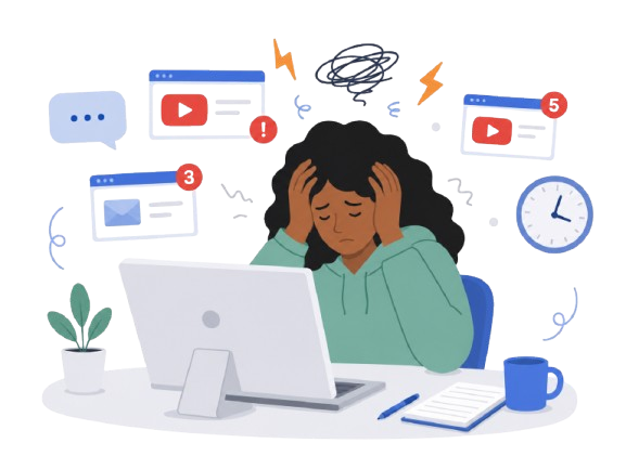Before Busigeek: overwhelmed by tech and scattered tasks