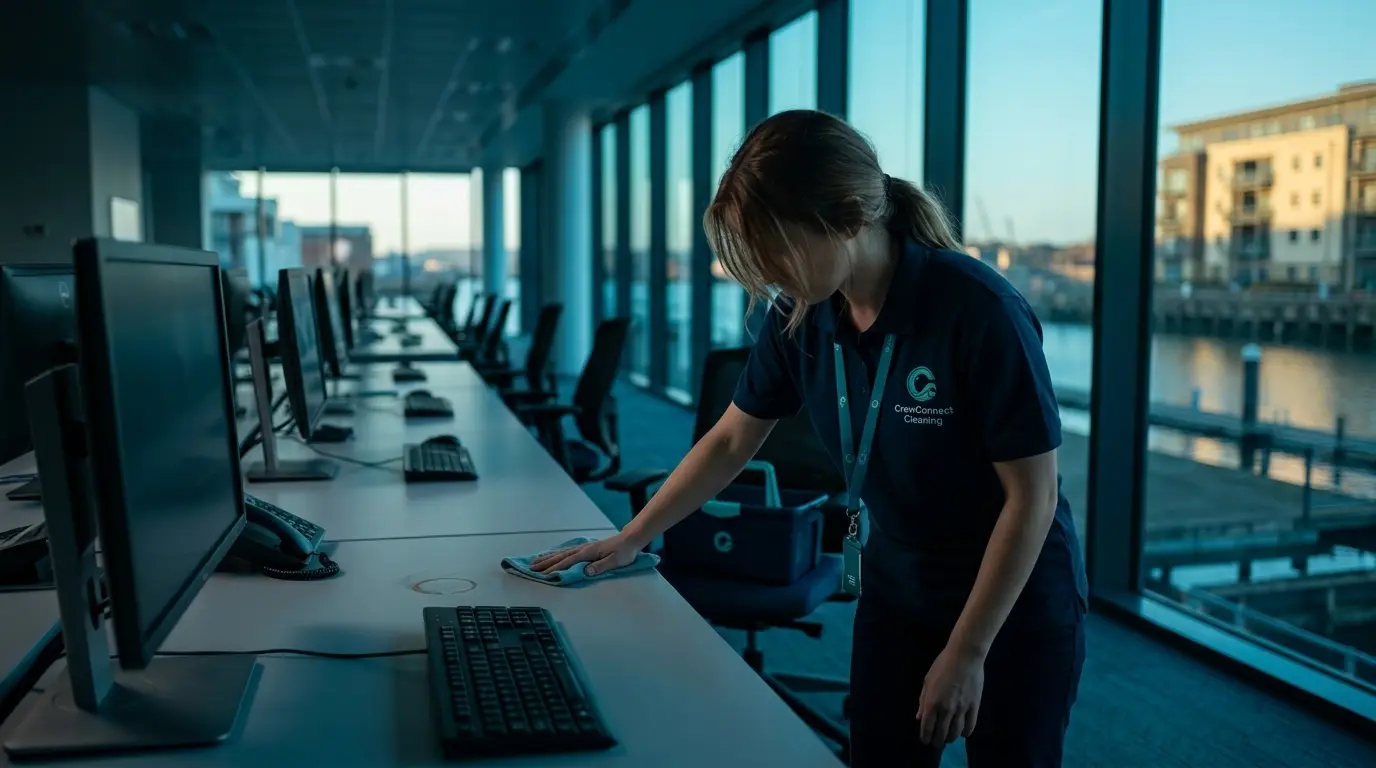 CrewConnect commercial cleaning team at work in South Wales