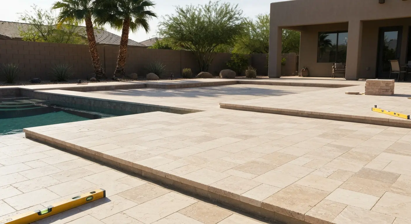 Travertine pool deck