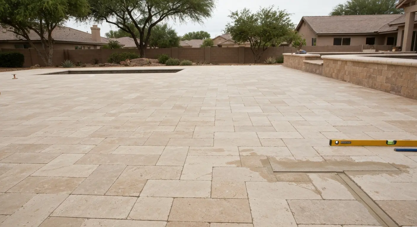Travertine pool deck