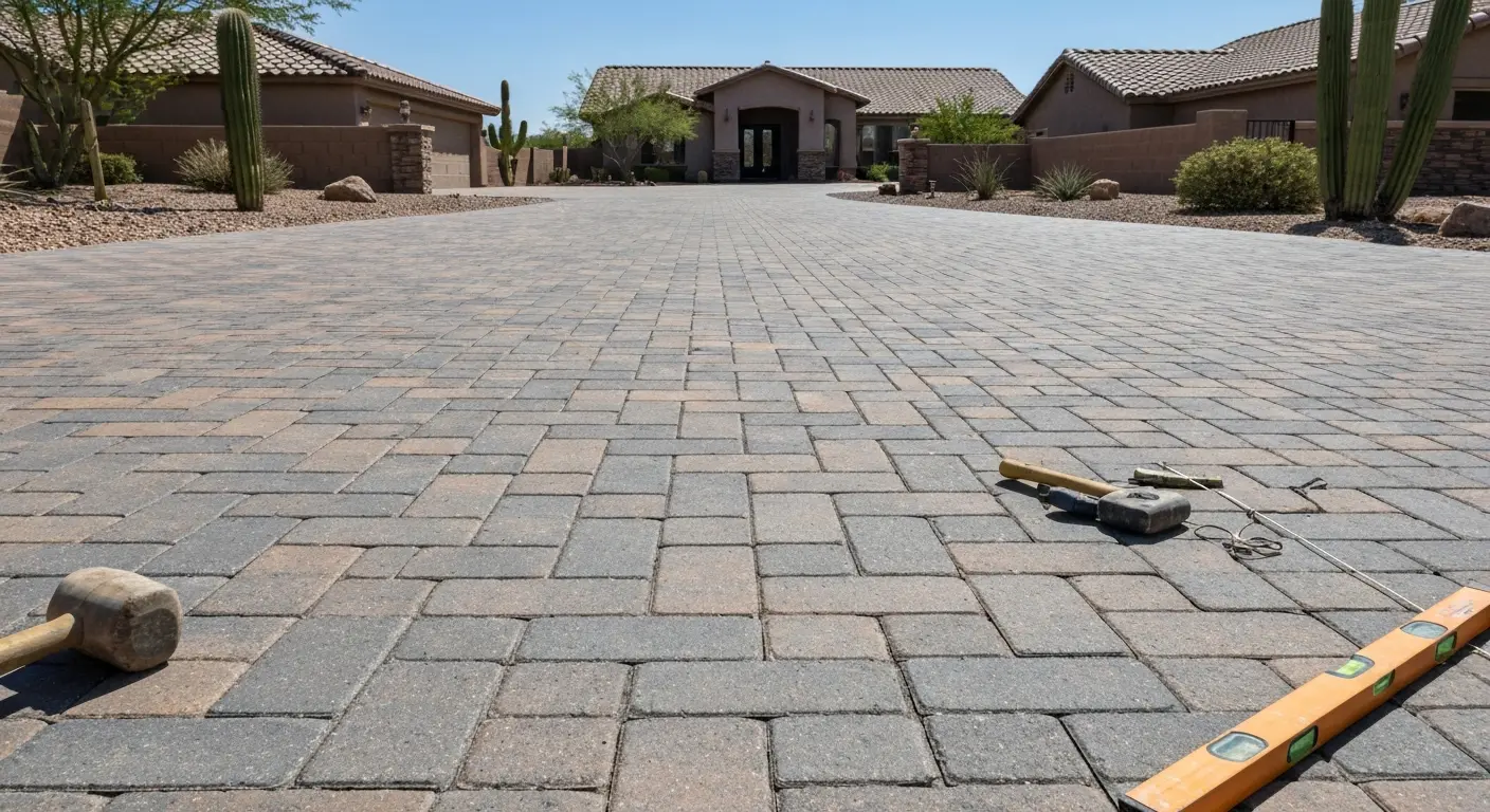 Paver driveway installation