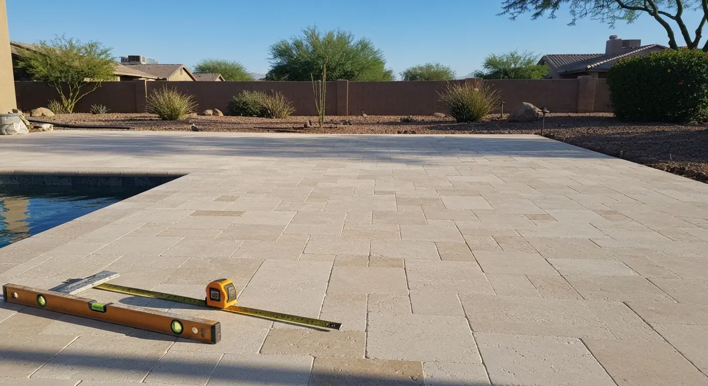 Travertine pool deck