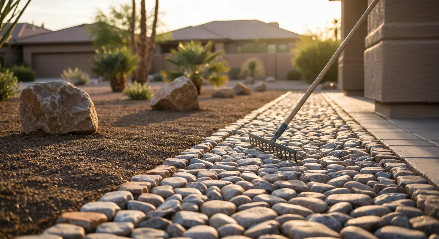 Decorative rock and river rock landscaping