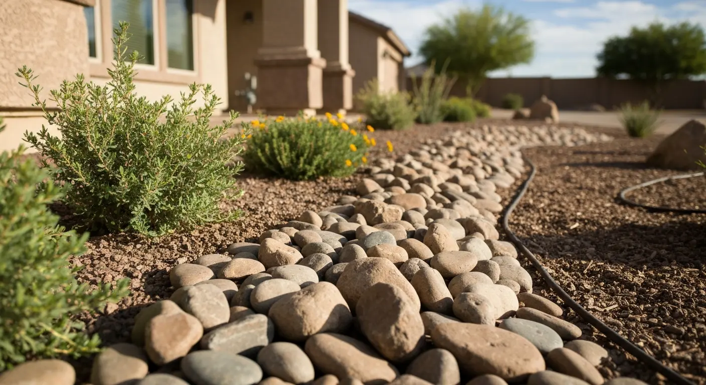 River rock landscape in Surprise