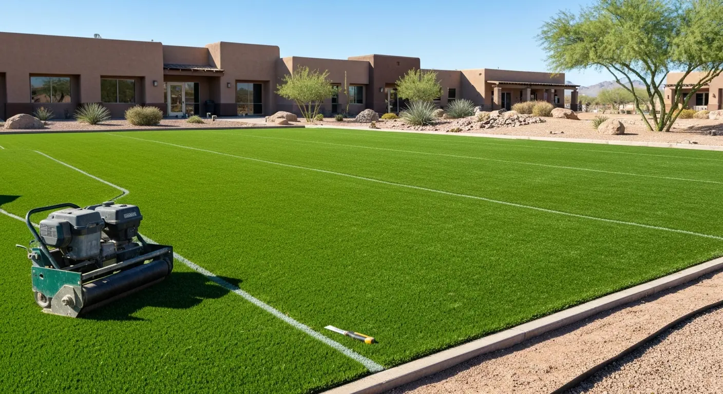 Commercial artificial turf installation
