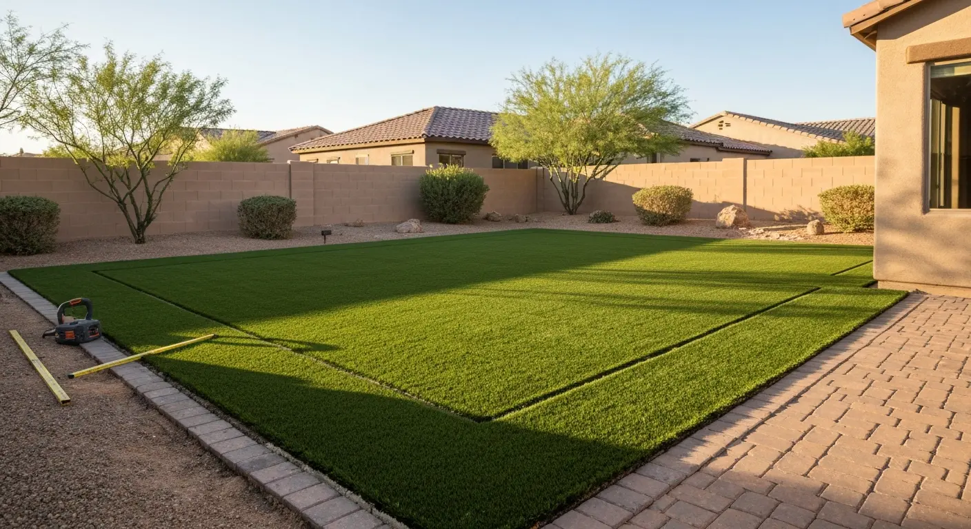 Artificial turf installation patio
