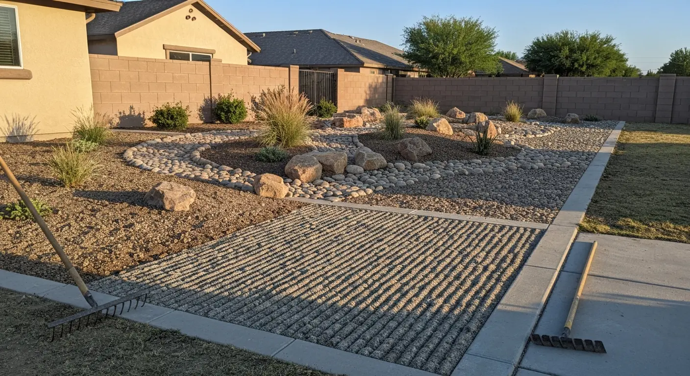 Decorative rock river rock installation