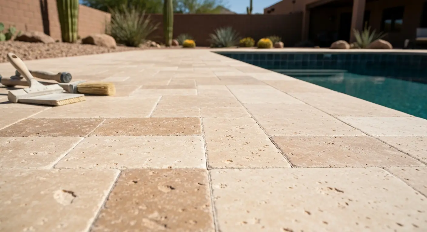 Travertine pool deck