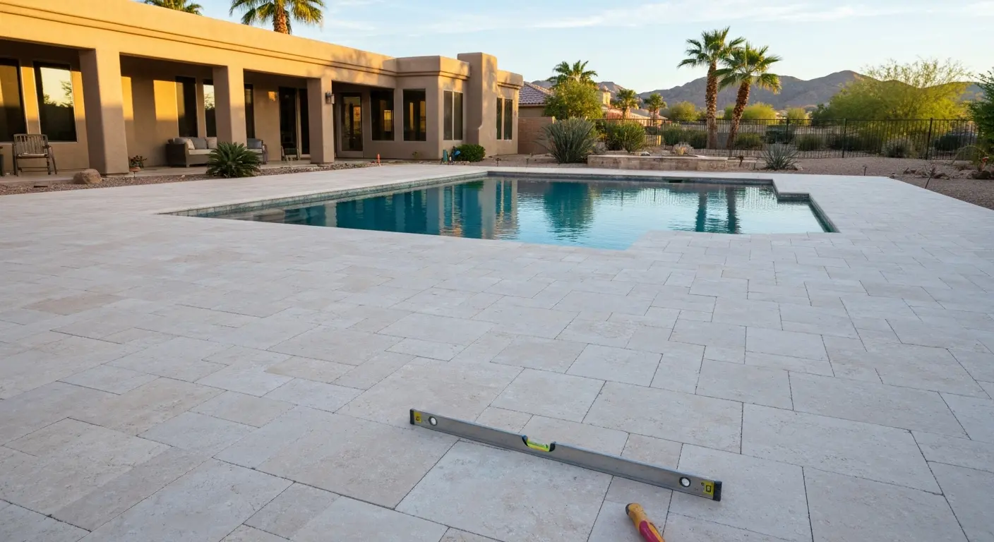 Travertine pool deck