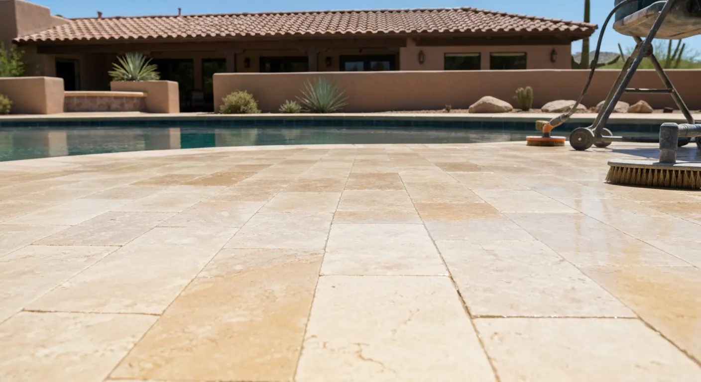 Travertine deck restoration