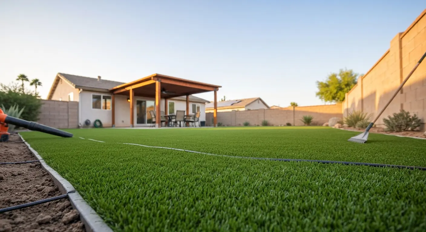 Artificial turf backyard
