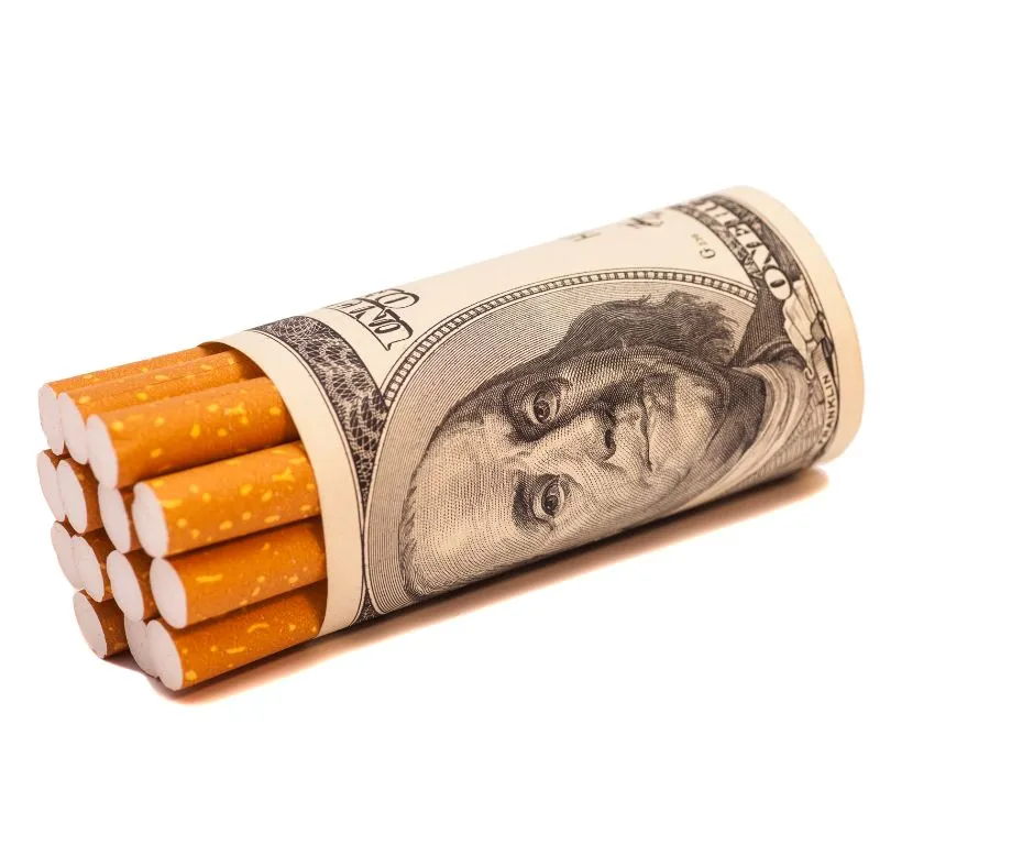 Cigarettes rolled in a hundred-dollar bill