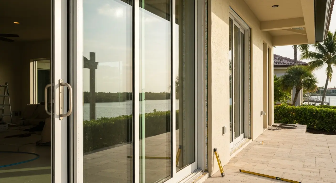 Impact door installation on gated community home