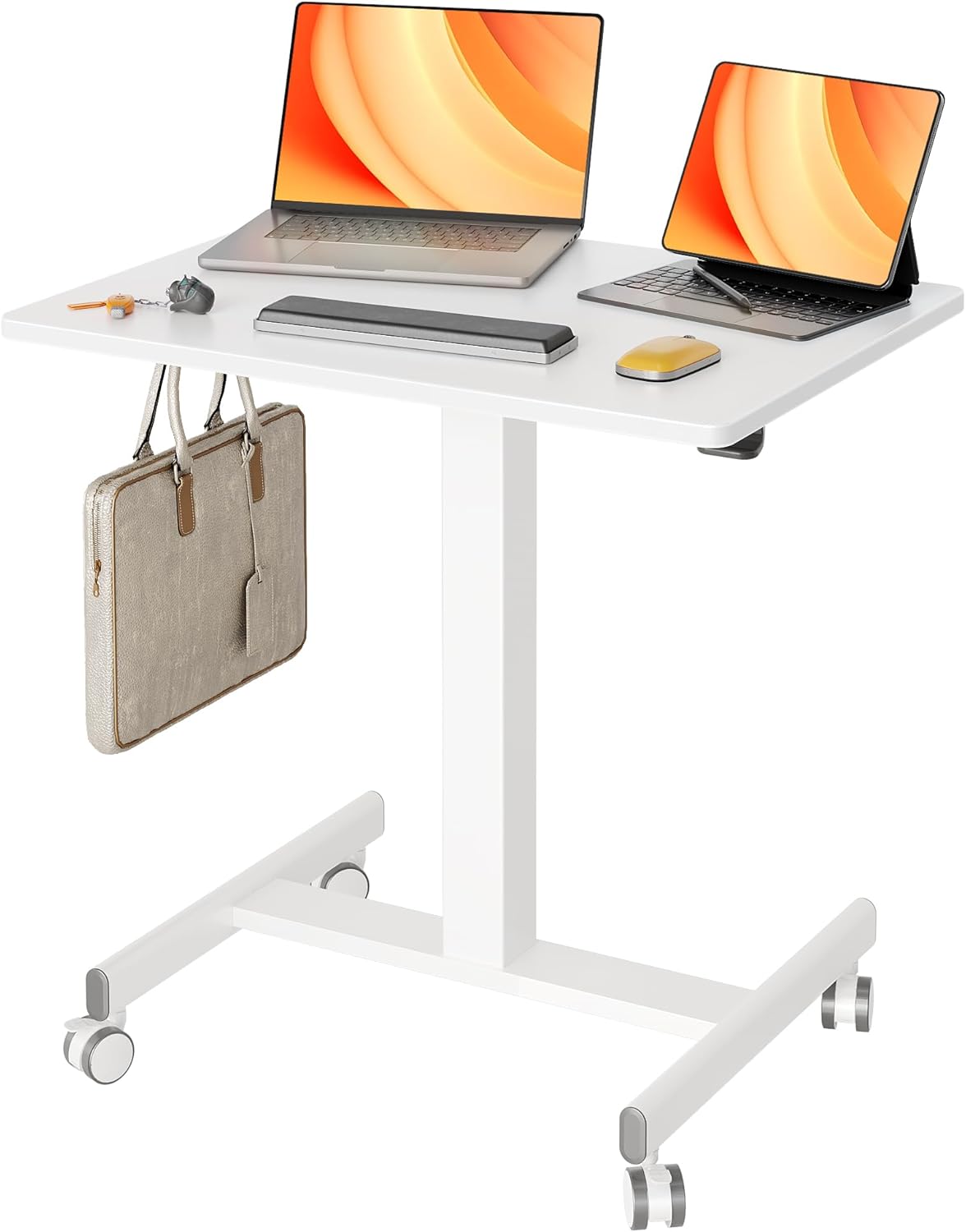 Portable standup desk used throughout the house