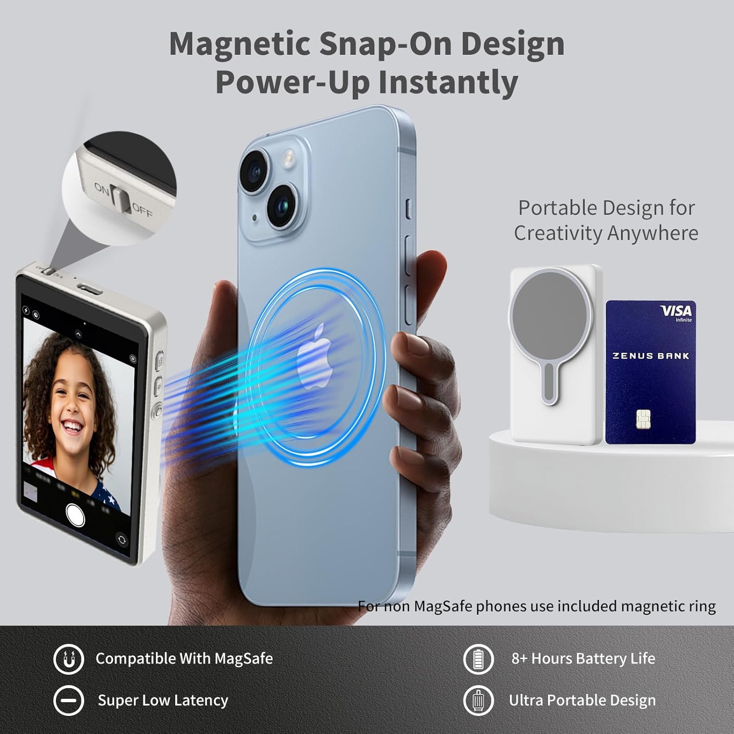 Back camera monitor attachment for iPhone and Samsung phones