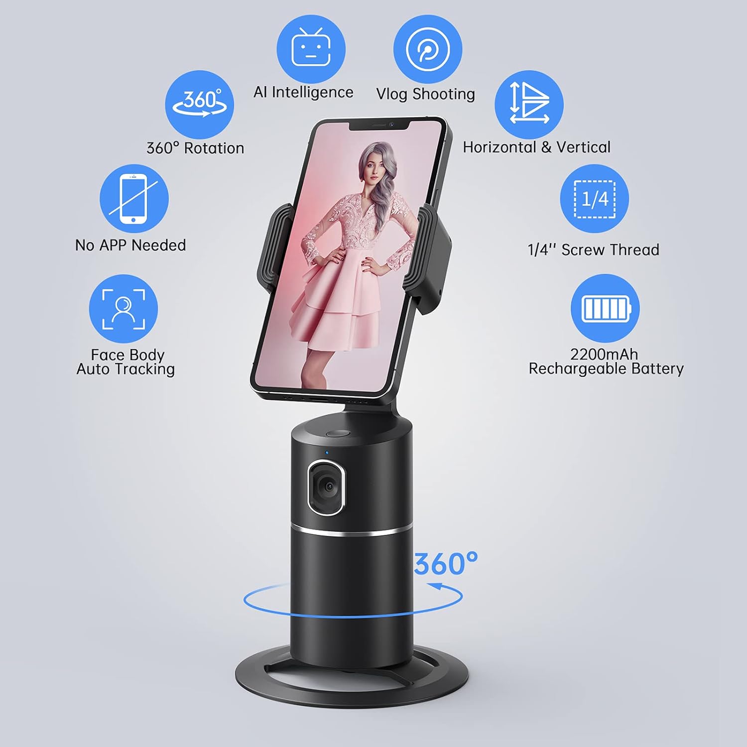Auto face tracking phone holder that follows you while recording