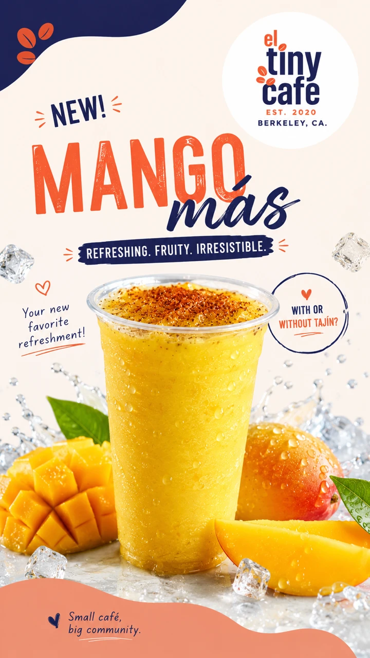 Mango Más frozen drink topped with Tajín