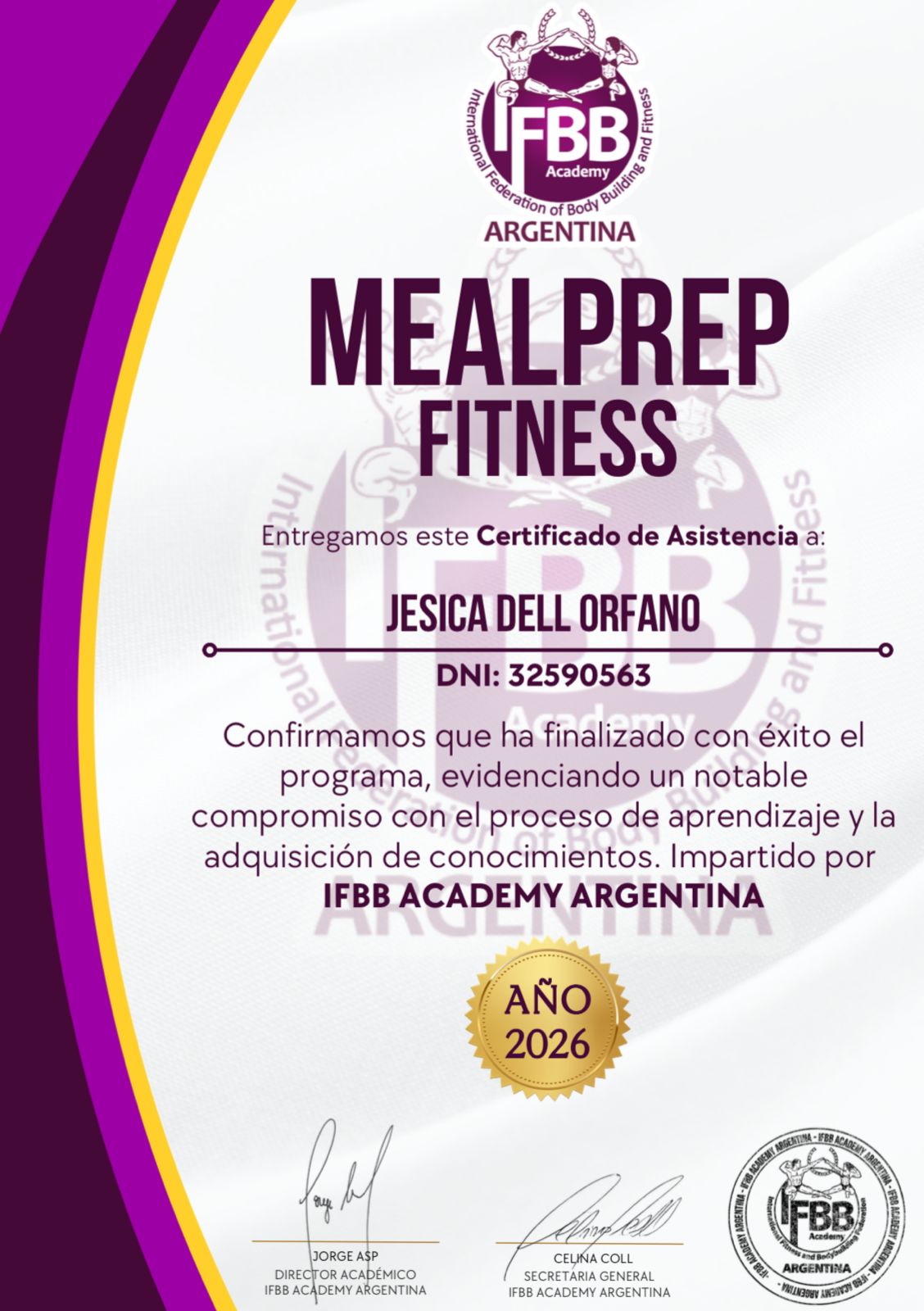 Certificado Suplementación Jesi Coach