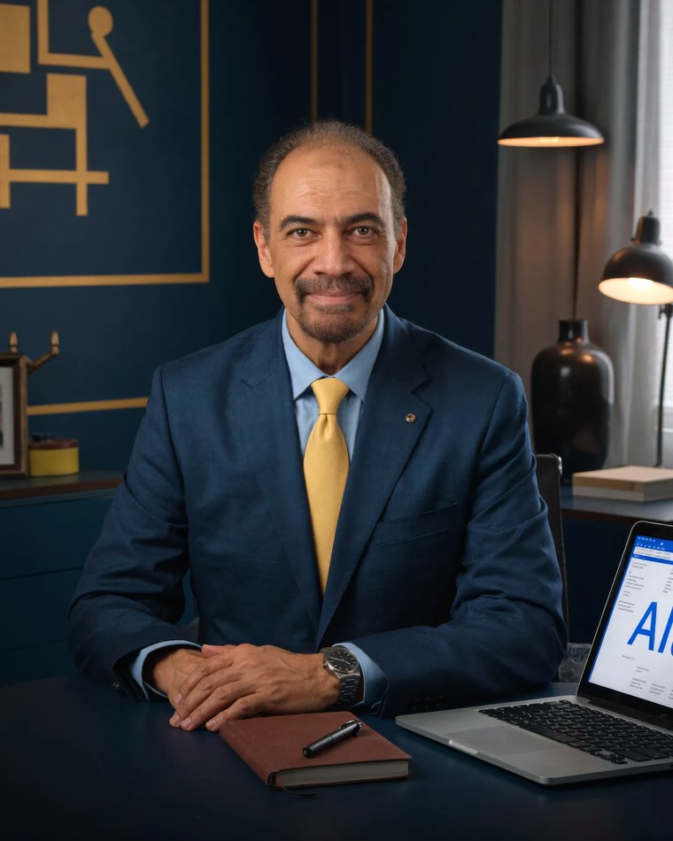 Ayman Samy, founder of The AI SOS, at his desk