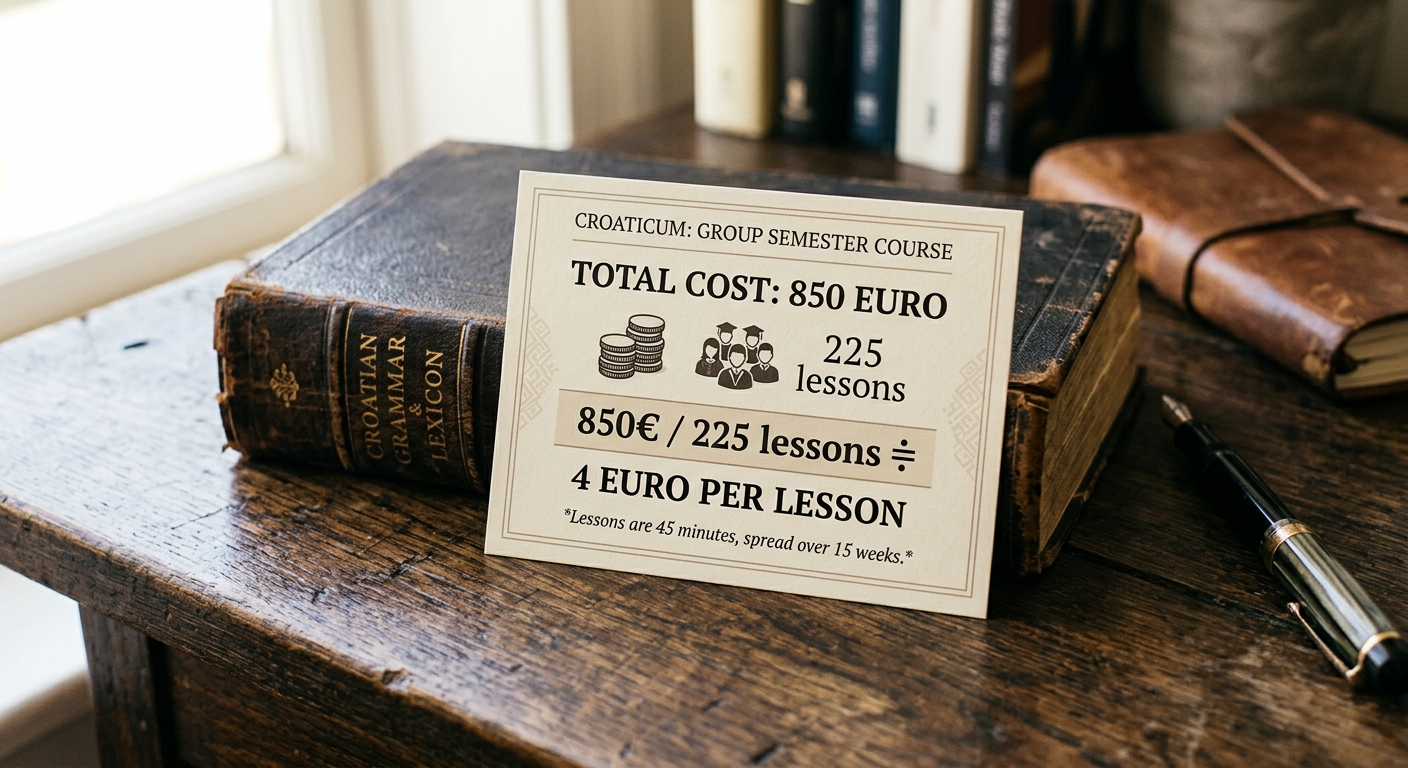 Price breakdown card for Croaticum lessons Price breakdown card for Croaticum lessons